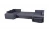 Photo Large U-shaped sofa with bed and 3 storage compartments – ALVARES U, Light gray, 370x205