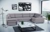 Photo Large U-shaped sofa with bed and 3 storage compartments – ALVARES U, Light gray, 370x205
