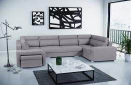 Large U-shaped sofa with bed and 3 storage compartments – ALVARES U, Light gray, 370x205