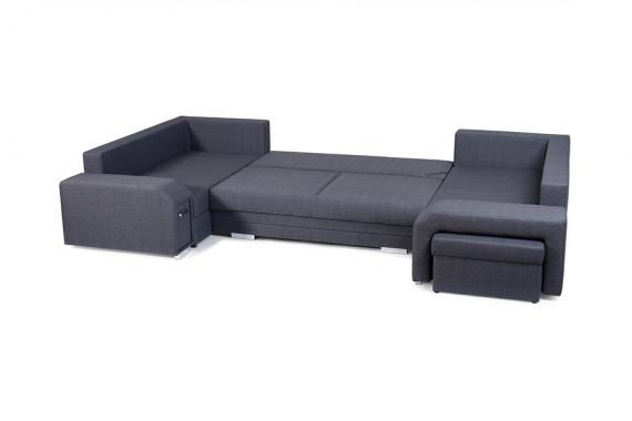Photo Large U-shaped sofa with bed and 3 storage compartments – ALVARES U, Brown, 370x205