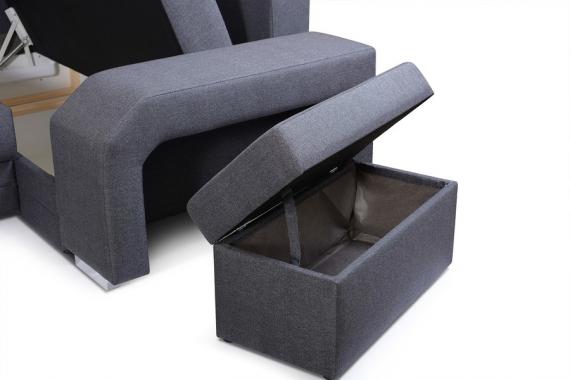 Photo Large U-shaped sofa with bed and 3 storage compartments – ALVARES U, Brown, 370x205