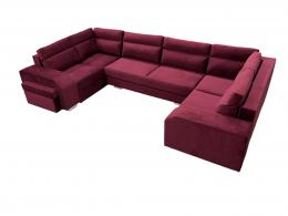 Large U-shaped sofa with bed and 3 storage compartments – ALVARES U, Red, 370x205