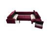 Photo Large U-shaped sofa with bed and 3 storage compartments – ALVARES U, Red, 370x205