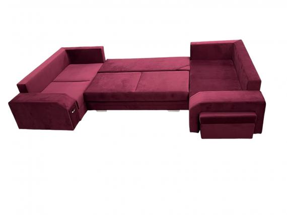 Photo Large U-shaped sofa with bed and 3 storage compartments – ALVARES U, Red, 370x205