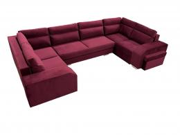 Large U-shaped sofa with bed and 3 storage compartments – ALVARES U, Red, 370x205