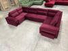 Photo Large U-shaped sofa with bed and 3 storage compartments – ALVARES U, Red, 370x205