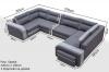 Photo Large U-shaped sofa with bed and 3 storage compartments - ASSAN, Blue/Orange, 370x205