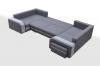 Photo Large U-shaped sofa with bed and 3 storage compartments - ASSAN, Light gray/ Dark gray