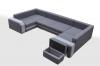 Photo Large U-shaped sofa with bed and 3 storage compartments - ASSAN, Gray/Black