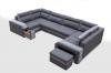 Photo Large U-shaped sofa with bed and 3 storage compartments - ASSAN, Brown/Beige