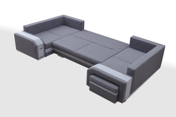 Photo Large U-shaped sofa with bed and 3 storage compartments - ASSAN, Brown/Beige