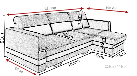Foto SOFÁ CAMA CON DOS ARCÓNES 236 CM X 146 CM R-MINI GRIS
