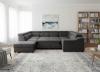 Photo U-shaped sofa - Angela. Pull-out bed and reclining headrests. 7 seats, Gray, 335x260