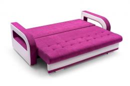 Sofá plegable NINA + Puf, Gris/Blanco, Tela/Polipiel, 235 cm