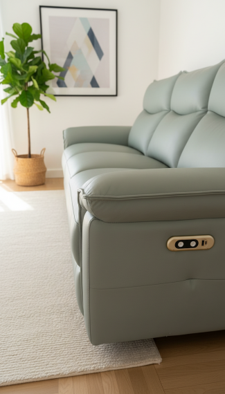 Foto Sofá Relax Eléctrico R3 de Piel Natural - Máximo Confort y Diseño Recto