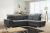 High-back corner sofa, with bed, storage, reclining headrests – Lotta, Gray, 258cm x 212cm