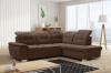 Photo High-back corner sofa, with bed, storage, reclining headrests – Lotta, Brown 258cm x 212cm