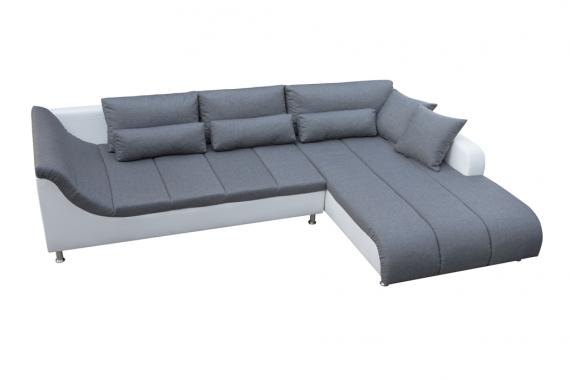 Foto SOFÁ CHAISELONGUE GRANDE CON PATAS ALTAS 325 CM X 220 CM AXE GRIS TELA/BLANCO POLIPIEL