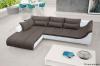 Foto SOFÁ CHAISELONGUE GRANDE CON PATAS ALTAS 325 CM X 220 CM AXE MARRÓN TELA/BLANCO POLIPIEL