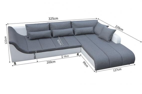 Foto SOFÁ CHAISELONGUE GRANDE CON PATAS ALTAS 325 CM X 220 CM AXE MARRÓN TELA/BLANCO POLIPIEL
