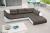 SOFÁ CHAISELONGUE GRANDE CON PATAS ALTAS 325 CM X 220 CM AXE MARRÓN TELA/BLANCO POLIPIEL