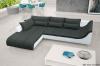 Foto SOFÁ CHAISELONGUE GRANDE CON PATAS ALTAS 325 CM X 220 CM AXE NEGRO TELA/BLANCO POLIPIEL