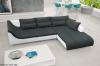 Foto SOFÁ CHAISELONGUE GRANDE CON PATAS ALTAS 325 CM X 220 CM AXE NEGRO TELA/BLANCO POLIPIEL