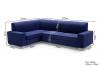 Photo Corner sofa bed with storage and pouf ‒ MECENAS, Blue, 277x195