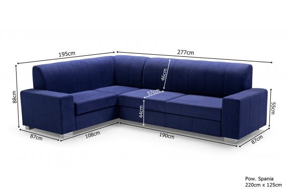 Photo Corner sofa bed with storage and pouf ‒ MECENAS, Blue, 277x195
