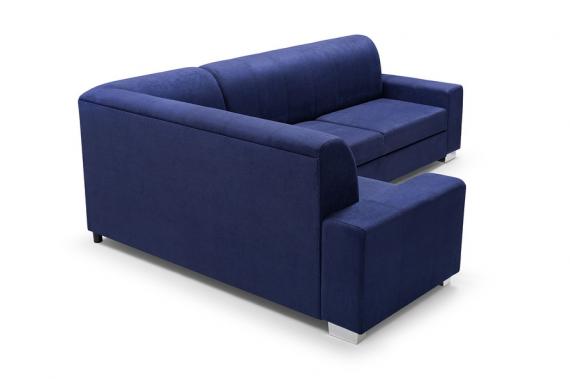 Photo Corner sofa bed with storage and pouf ‒ MECENAS, Blue, 277x195