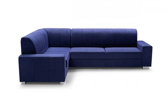 Photo Corner sofa bed with storage and pouf ‒ MECENAS, Blue, 277x195