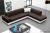 Corner sofa bed with cushions - Barbados, Brown/White, Fabric/Faux leather, 285x220