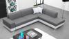 Photo Corner sofa bed with cushions - Barbados, Gray/White, Fabric/Faux leather, 285x220