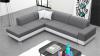 Photo Corner sofa bed with cushions - Barbados, Gray/White, Fabric/Faux leather, 285x220