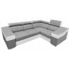 Photo Corner sofa with high headrests and backrests, 4 seats – Eva, Light gray / White, Fabric / Faux leather