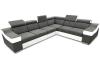 Foto Sofá rinconera con altos reposacabezas y respaldos, 6 plazas – Eva, Tela, Gris + Blanco