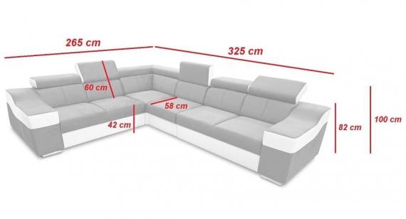 Foto Sofá rinconera con altos reposacabezas y respaldos, 6 plazas – Eva, Tela, marron
