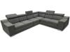 Photo Corner sofa with high headrests and backrests, 6-seater + bed – Eva, Fabric and faux leather, Gray