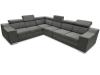 Photo Corner sofa with high headrests and backrests, 6-seater + bed – Eva, Fabric and faux leather, Gray