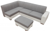 Photo Corner sofa bed with storage compartment and ottoman — MINISTER, Gray/White, Fabric/Faux leather, 277x167