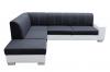 Photo Corner sofa bed with storage compartment and ottoman — MINISTER, Gray/White, Fabric/Faux leather, 277x167