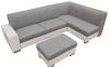 Photo Corner sofa bed with storage compartment and ottoman — MINISTER, Gray/White, Fabric/Faux leather, 277x167