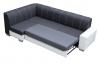 Photo Corner sofa bed with storage compartment and ottoman — MINISTER, Gray/White, Fabric/Faux leather, 277x167