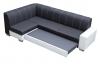 Photo Corner sofa bed with storage compartment and ottoman — MINISTER, Gray/White, Fabric/Faux leather, 277x167