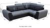 Photo Corner sofa bed with storage compartment and reclining headrests - WIZARO, Gray/Black, 262x191