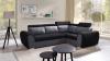 Photo Corner sofa bed with storage compartment and reclining headrests - WIZARO, Gray/Black, 262x191