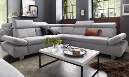 Corner sofa bed with pull-out storage drawer and reclining armrests – ATLANTA