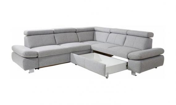 Photo Corner sofa bed with pull-out storage drawer and reclining armrests – ATLANTA