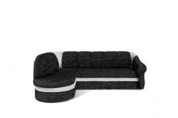 Sofá rinconera con cama – Benano, Negro tela / Blanco tela