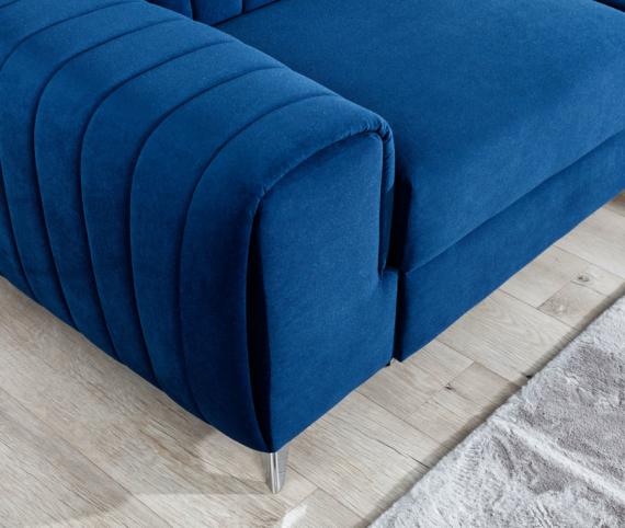 Photo Corner sofa with pull-out bed - Blue - 278x205 - LAURENCE